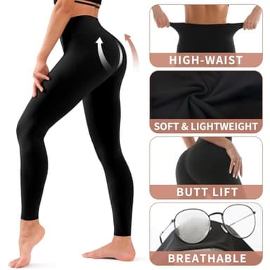 Hmuuo 3 Pack Leggings for Women High Waisted Tummy Control No See-Through Yoga Pants Workout Running Leggings - Image 5