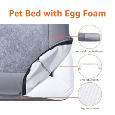 Amazon Basics Living Room Couch Dog Bed with Premium Foam, Pressure-Relief Support for Dogs up to 90lbs, Machine Washable Cover, Extra Large Sized (44" x 35"), Grey - Image 3