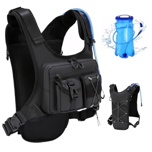 Criuage USA Original Patent Running Hydration Vest Backpack, Lightweight Chest Pack with 2.0L Water Bladder Bag Daypack for Hiking Running Cycling Race Marathon for Women Men (Black, Standard) - Image 1