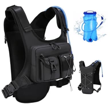 Criuage USA Original Patent Running Hydration Vest Backpack, Lightweight Chest Pack with 2.0L Water Bladder Bag Daypack for Hiking Running Cycling Race Marathon for Women Men (Black, Standard) - Image 1