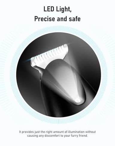 dodiff Dog Paw Trimmer with LED Light, Rechargeable Cordless Dog Clippers with Wider Blade for Grooming Pet's Paw Pad, Low Noise 2 Speed Electric Cat Hair Shaver for Small Areas - Image 2