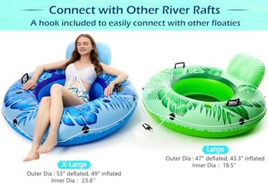 Jasonwell Inflatable River Tube Float - Heavy Duty River Float Pool Floats Lake Premium Water Tubes for Floating Recreational River Raft Lounge Floaties with 2 Cup Holders for Adult - Image 5