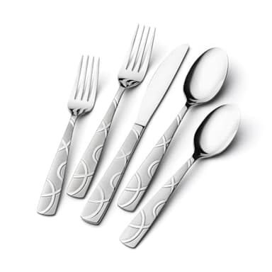 HIKAA Silverware Set, 30-piece Stainless Steel Flatware Set Cutlery Set for 6, for Kitchen, Home, Wedding, Party, Mirror Polished and Dishwasher Safe - Image 1