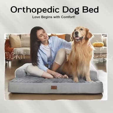 Large Dog Bed Orthopedic Washable - Beds Bolster Pet - XXL XXLarge Big Dogs - Memory Foam - Couch Sofa - Waterproof with Removable Cover - Grey Dog Bed - Image 7