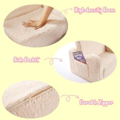 MOMCAYWEX Kids Chairs for Toddler, 2-in-1 Toddler Soft Sherpa Couch Fold Out, Convertible Sofa to Lounger for Girls and Boys, Cream - Image 7