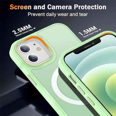 WRJ Case Designed for iPhone 12/12 Pro, Translucent Magnetic Phone Case for Women Men [Compatible with Magsafe] Slim Anti-Fingerprints Shockproof Protective Cover with Screen Protector-Mint Green - Image 4