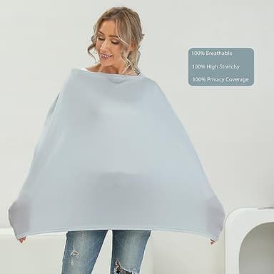 Breathable Car Seat Cover for Babies – Multi-Purpose Soft Rayon Nursing Cover for Breastfeeding, High Stretchy Infant Carseat Canopy, Stroller Cover (Smooth Rayon, Light Grey) - Image 3
