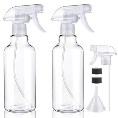 Plastic Spray Bottles Empty Spray Bottle 16.9oz/500ml 2 Pack Heavy Duty Spraying Bottles Mist/Stream Water Bottle for Cleaning Solutions, Essential Oils, Hair (Clear) - Image 1