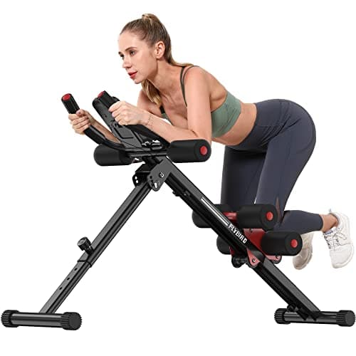 FLYBIRD Ab Workout Equipment, Adjustable Ab Machine Full Body Workout for Home Gym, Strength Training Exercise Equipment for Body Shaping Foldable Waist Trainer Suitable for Beginner Red - Image 1