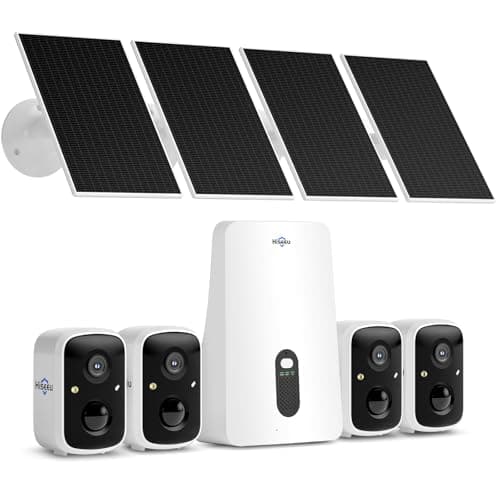 Hiseeu Solar Security Cameras Wireless Outdoor, 4 Cam-Kit, Expandable to 10CH, No Monthly Fee, Solar-Powered, Home Security Cameras System with 2K Color Night Vision, Easy Setup, 2.4G & 5G WiFi - Image 1