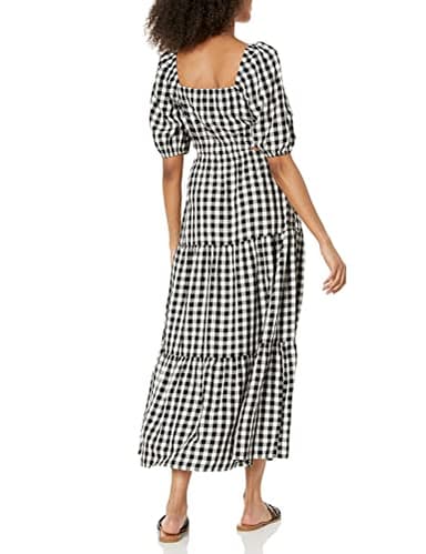 The Drop Women's Anaya Square Neck Cut-out Tiered Maxi Dress, Black/Whisper White, L - Image 2