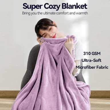 Fleece Blanket Lightweight Throw Blankets for Sofa,Couch,Bed,Super Soft Cozy Microfiber Blanket(Lilac，9090) - Image 4