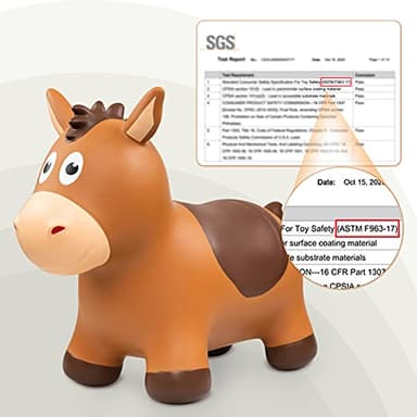 ZOOJOY Bouncy Horse Hopping Toys, Inflatable Animal Horse Toys for Toddlers 1-3, Outdoor Indoor Bounce and Ride On Bouncer for Boys Girls, Birthday Gifts for 18 Months 2 3 4 5 6 Year Old with Pump - Image 9