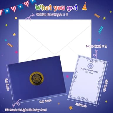 FITMITE Birthday Cards, Happy Birthday Greeting Card with Music, Lights and Blowable Candle (Blue) - Image 3