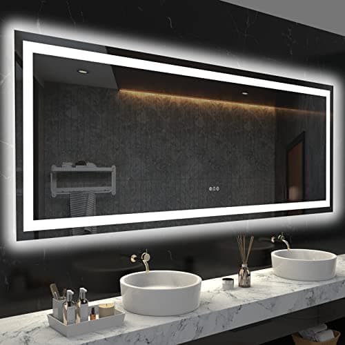 LOAAO 72X36 LED Bathroom Mirror with Lights, Anti-Fog, Dimmable, Backlit + Front Lit, Lighted Bathroom Vanity Mirror for Wall, Memory Function, Tempered Glass, ETL Listed - Image 1