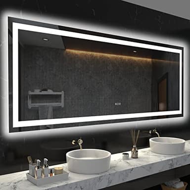 LOAAO 72X36 LED Bathroom Mirror with Lights, Anti-Fog, Dimmable, Backlit + Front Lit, Lighted Bathroom Vanity Mirror for Wall, Memory Function, Tempered Glass, ETL Listed - Image 1