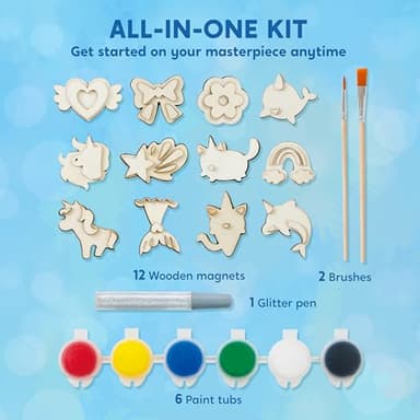 JOYIN 12 pcs Fantasy Wooden Magnets, Kids Unicorn Painting Craft, Spring and Rainy Day Activities School Art Projects, Toys for Kids Aged 3+ Birthday Easter - Image 3