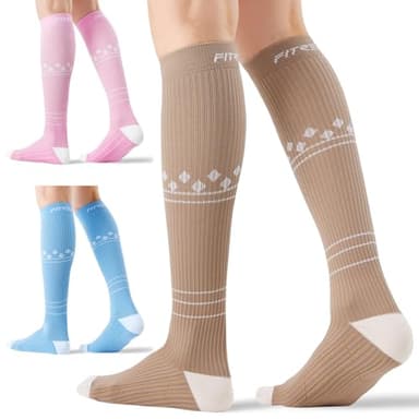 FITRELL 3 Pairs Compression Socks for Women and Men 20-30mmHg - Support for Travel, Running, Nurse, Knee High, Neopolitan S/M - Image 8