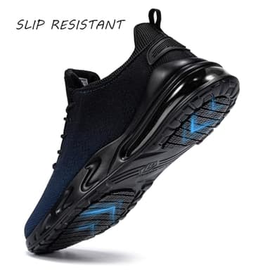 LARNMERN Non Slip Work Shoes for Men Water Resistant Food Service Sneakers Zapatos Trabajo Antideslizantes Walking Waterproof Shoes Slip-on, Navy 9.5 Wide - Image 2