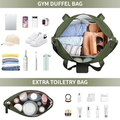 ETRONIK Gym Bag for Women, Travel Duffel Bag with USB Charging Port, Weekender Overnight Bag with Wet Pocket and Shoes Compartment for Women, Travel, Gym, Yoga (Army Green) - Image 4