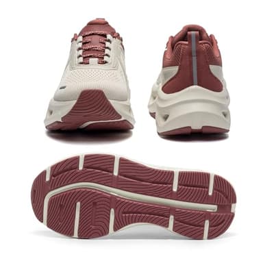 NORTIV 8 Women's Comfortable Walking Shoes Running Tennis MovePropel Athletic Gym Workout Jogging Fashion Sneakers,Size 11,Beige/Burgundy,SNWS247W - Image 6