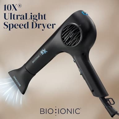 Bio Ionic 10X UltraLight Speed Hair Dryer, Blow Dryer with Adjustable Heat & Speed, Professional Hair Styling Tool for Fast, Frizz-Free Hairstyles, 1800W EcoDrive Brushless Motor - Image 6