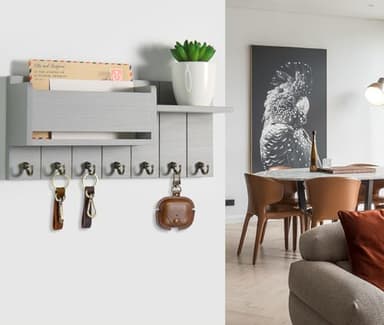 RelaxScene Key Holder Wall Mount - Decorative Key Rack and Mail Organizer with 7 Key Hooks - Wooden Key Hanger with Shelf for Living Room Decor - Rustic Farmhouse Home Entryway Aesthetic Essentials - Image 2