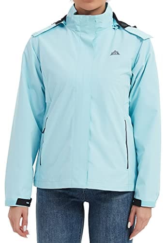 MOERDENG Women's Waterproof Rain Jacket Lightweight Raincoat Hooded Hiking Jacket Softshell Windbreaker - Image 2