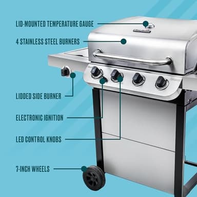 Char-Broil Performance Series Convective 4-Burner with Side Burner Cart Propane Gas Stainless Steel Grill - 463377319 - Image 7