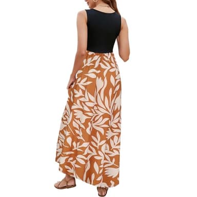 Women's Casual Dresses A-line Tropical Summer Dresses for Women 2024 Vacation(Brown Floral,Medium) - Image 5