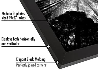 Americanflat 19x27 Poster Frame with Polished Plexiglass - Black Picture Frame - Wide Photo Frames Made of Engineered Wood for Vertical or Horizontal Wall Display - Epic Collection - Black - Image 3