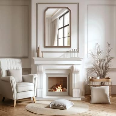 WallBeyond Wooden Framed Wall Mirror, Natural Wood Bathroom Vanity Mirror for Entryway, Living Room or Bedroom Home Decor Vertical or Horizontal Hanging [24" x 36" Walnut Color] - Image 4