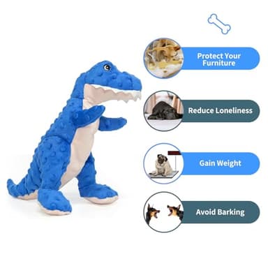 DODODOLA Dog Toys Dinosaur Dog Toy Blue Stuffed Animals Chew Toy Plush Squeaky Dog Birthday Toys for Small Large Big Dogs - Image 3