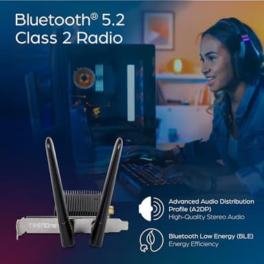 TRENDnet AX3000 Wireless Dual Band & WiFi 6 PCIe Adapter, Bluetooth 5.2 Class 2, 2401 Mbps Wireless AX, 600 Mbps Wireless N Bands, Windows 10, Supports Up to WPA3 WiFi Connectivity, Black, TEW-907ECH - Image 6