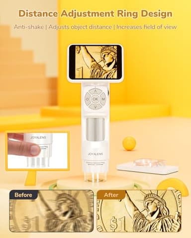 JL113 Microscope for Kids Adults with 2.8" IPS Screen, Handheld Digital Microscope Camera Anti-Shake, 1080P USB Coin Magnifier for Adults with 8 LED Light, Science Kit Kids, PC View, 32GB - Image 3