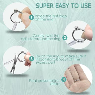 Ring Size Adjuster for Loose Rings,12 Pack-6 Sizes Ring Guards Fitter Resizer,Invisible Coil Wrap Ring Tightener for Women & Men, Spacers Inserts Make Rings Smaller Without Resizing (Clear) - Image 4