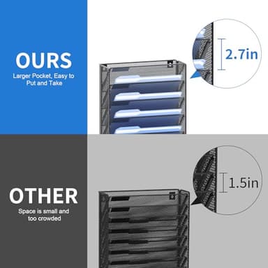 OUTWOLF Hanging Wall File Organizer with Hooks, 12 Tier Vertical Wall Mount File Holder, File Folder Wall Organizer for Office - Image 4