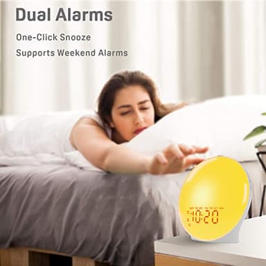 Wake Up Light Sunrise Alarm Clock for Kids, Heavy Sleepers, Bedroom, with Sunrise Simulation, Sleep Aid, Dual Alarms, FM Radio, Snooze, Nightlight, Daylight, 7 Colors, 7 Natural Sounds, Ideal for Gift - Image 7