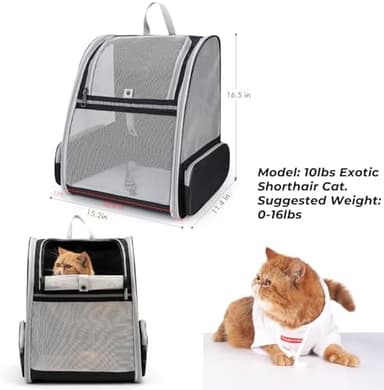 Lollimeow Cat Backpack Carrier, Ideal for Small Animals & Puppies, Airline Approved,Safe for Travel, Hiking, Vet Transport & Outdoor Use Fully Ventilated Design for Ultimate Comfort On-The-Go - Image 4