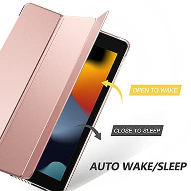 Moko Case for iPad 10.2 iPad 9th Generation 2021/ iPad 8th Generation 2020/ iPad 7th Generation 2019, Slim Stand Hard Back Shell Smart Cover Case for iPad 10.2 inch, Auto Wake/Sleep, Rose Gold - Image 5