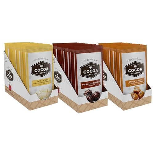 Cocoa Classics Variety Pack: Cocoa Mix, Chocolate Supreme, Arctic White, Salted Caramel Hot Chocolate Made with Nonfat Milk, Just Add Water, Make Hot or Iced, 1.25oz Packets (Pack of 36) - Image 1