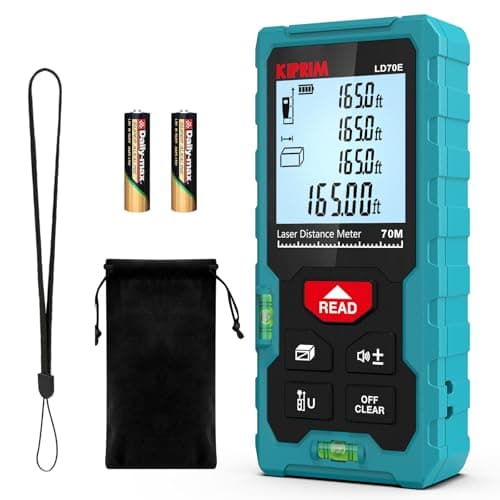 Kiprim Laser Distance Measure High Accuracy 229ft LD70E Laser Tape Measure 70M Compact Laser Measurement Tool with Larger Backlit LCD Display,ft/m/in Switching,Bubble Level - Image 1