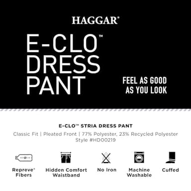 Haggar mens Eclo Stria Expandable-waist Pleat-front dress pants, Khaki, 44W x 30L US - Image 5