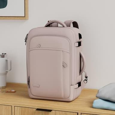 Carry on Travel Backpacks, Extra Large 40L Flight Approved Bag for Men & Women,Expandable Suitcase Backpack With 4 Packing Cubes,Water Resistant Luggage Daypack Business Weekender Bag,Pink - Image 2
