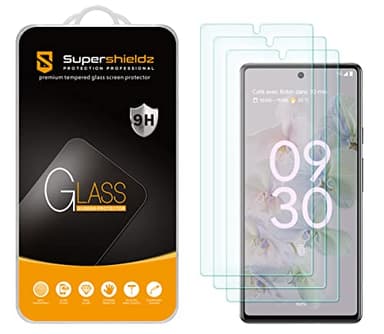 Supershieldz (3 Pack) Designed for Google Pixel 6a Tempered Glass Screen Protector, Anti Scratch, Bubble Free - Image 1