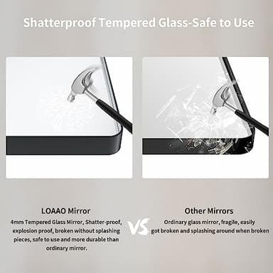 LOAAO 48X28 Inch Black Metal Framed Bathroom Mirror for Wall, Matte Black Bathroom Vanity Mirror Farmhouse, Anti-Rust, Tempered Glass, Hangs Horizontally or Vertically - Image 7