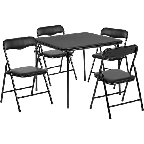 Flash Furniture Mindy Kids 5-Piece Folding Table and Chairs Set for Daycare and Classrooms, Children's Activity Table and Chairs Set, Black - Image 1