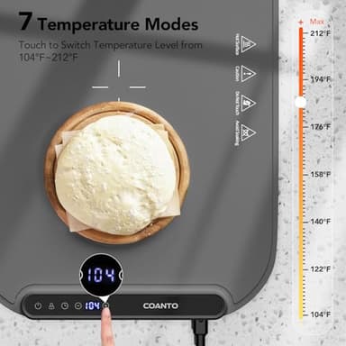 Food Warming Mat, Food Warmers for Parties Buffet, Silicone Heating Mat with 7 Temperature Settings, Roll-Up Storage, 17.91"x12.8", Grey - Image 2