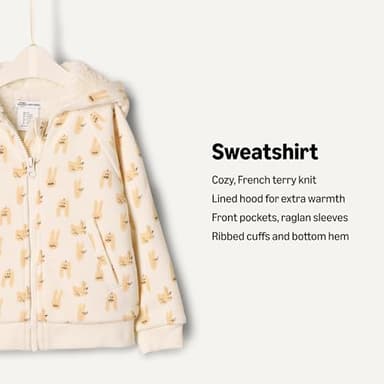 Amazon Essentials x Sofia Grainge Unisex Toddlers' Zip Hoodie Sweatshirt, Ivory Taupe Rabbits, 2T - Image 2