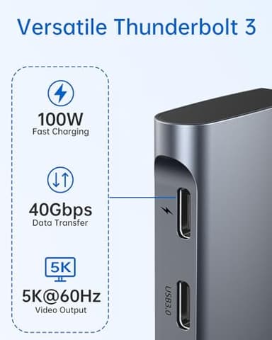 USB C Hub Adapter for MacBook Pro/Air M1 M2 M3 2023 2022 2021 13" 15" 16", 7-in-2 Multiport HDMI MacBook Accessories Dongle with Thunderbolt 3, 4K HDMI, USB C 3.0, 2 USB 3.0, SD & microSD Card Reader - Image 3